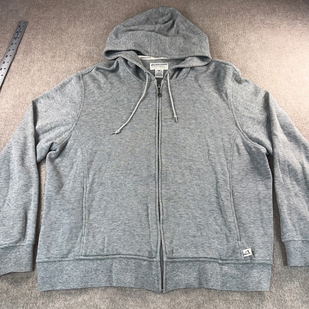 Pendleton OriginalsWomen's XL Gray Waffle Knit Full Zip Hoodie Sweatshirt Cotton